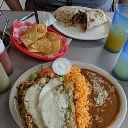 Handmade enchilada tortilla, the pinapple and mango waters (not on menu) were very good. Steak and chicken very flavorful Handmade enchilada tortilla, the pinapple and mango waters (not on menu) were very good. Steak and chicken very flavorful