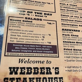 Webbers Steak House - regular menu portion - Steakhouses Near Me - South Daytona, Florida Webbers Steak House - regular menu portion - Steakhouses Near Me - South Daytona, Florida