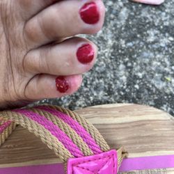 Nail polish on toes.