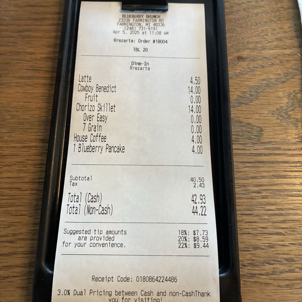 Blueberry Brunch - Our bill - Breakfast & Brunch Near Me - Farmington, Michigan Blueberry Brunch - Our bill - Breakfast & Brunch Near Me - Farmington, Michigan