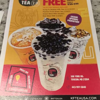 Kung Fu Tea - Bogo coupon - Bubble Tea Near Me - Towson, Maryland