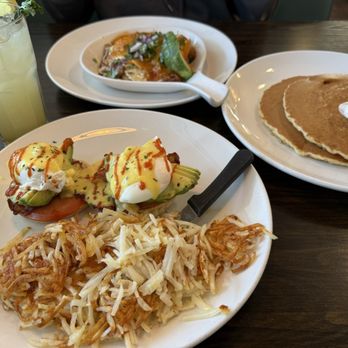 Broken Yolk Cafe - Golden State Benedict, buttermilk Short Stack Pancakes (2), Ranchero Skillet - Breakfast & Brunch Near Me - Fullerton, California Broken Yolk Cafe - Golden State Benedict, buttermilk Short Stack Pancakes (2), Ranchero Skillet - Breakfast & Brunch Near Me - Fullerton, California