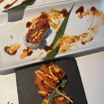 Seabutter - dragon roll, hot night roll, and crispy rice (spicy salmon) - Sushi Bars Near Me - Glendale, California