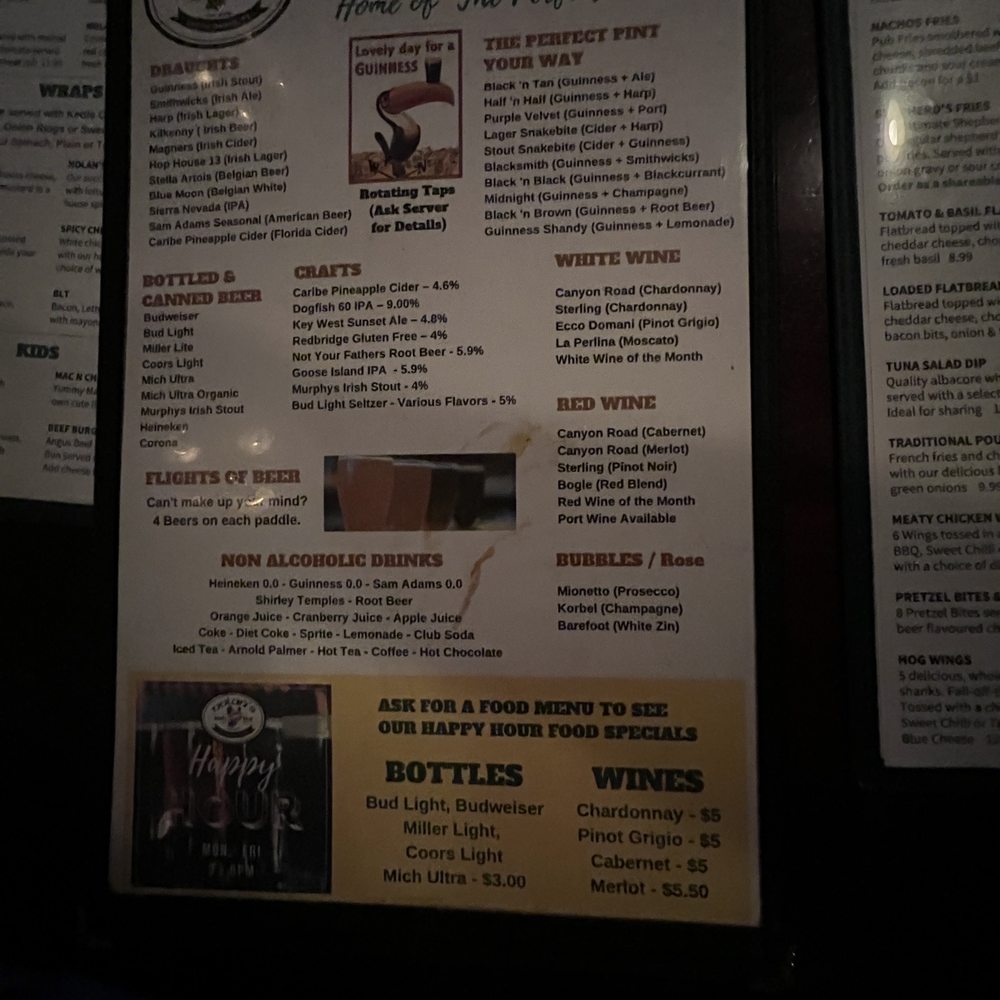 Nolans Irish Pub - Drink menu! - Pubs Near Me - Cocoa Beach, Florida Nolans Irish Pub - Drink menu! - Pubs Near Me - Cocoa Beach, Florida