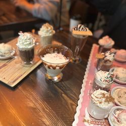 The Frosty Barrel - Hot cocoa icecream flight pairings, peppermint martini, tipsy campfire, ube hot cocoa