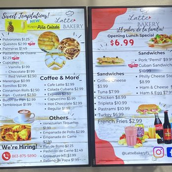 Latte Bakery & Restaurant - menu and prices - Latin American Near Me - Winter Haven, Florida Latte Bakery & Restaurant - menu and prices - Latin American Near Me - Winter Haven, Florida