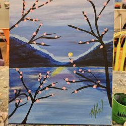 Bottle & Bottega by Painting with a Twist - 4/14/2024 - The 'after' though my signature is better than my painting. I plan to add a ton of flowers later at home.