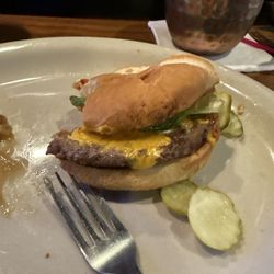 Tommy Vaughn's - Beef? Cheese burger.