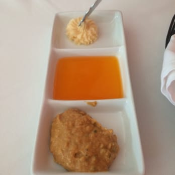 Havana - Detail: they provide three kind of sauces for bread. - Seafood Near Me - Bar Harbor, Maine