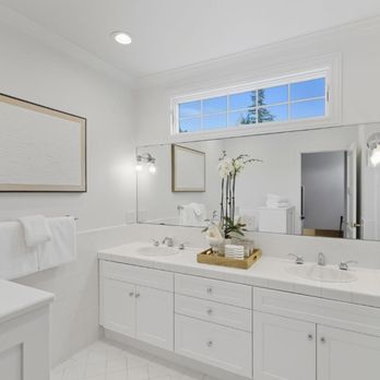 Custom Cabinet Refacing - Second level bathroom refaced cabinet doors and drawers. - Cabinetry Near Me - Half Moon Bay, California