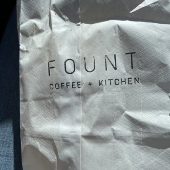 Fount Coffee + Kitchen - Cute bag that held my delicious muffin! - Coffee & Tea Near Me - Morrisville, North Carolina Fount Coffee + Kitchen - Cute bag that held my delicious muffin! - Coffee & Tea Near Me - Morrisville, North Carolina