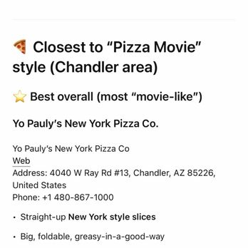 Yo Pauly's - ChatGPT recommended Yo Pauly's - did not disappoint!! - Pizza Near Me - Chandler, Arizona