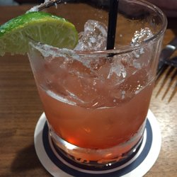 The glowbal - The Glowbal Margarita - Patron Silver with Triple Sec, pineapple juice, and grenadine, topped with lime