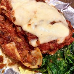 Paso Backdoor Cucina - Meat lasagna with ground lamb, beef, and Italian sausage. Loved the homemade sauce!