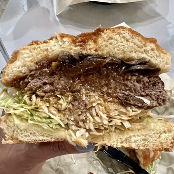 Ojai Burger - chief peak burger: wagyu beef patty, demi-glace sauce, sautéed onions & mushrooms, kewpie mayo, cabbage on a brioche bun = $13.95 - Burgers Near Me - Orange, California Ojai Burger - chief peak burger: wagyu beef patty, demi-glace sauce, sautéed onions & mushrooms, kewpie mayo, cabbage on a brioche bun = $13.95 - Burgers Near Me - Orange, California