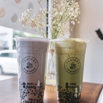 Teatery - Tea and Tapioca - Taro Coconut Milk Tea and matcha Thai tea. Both with baby tapioca balls - Bubble Tea Near Me - Baton Rouge, Louisiana