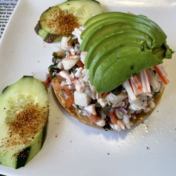 Mariscos Del Puerto - Tostada Estilo Sinaloa close up - Mexican Near Me - San Antonio, Texas
