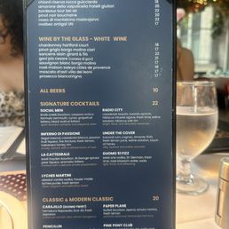 Drink menu