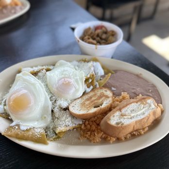 Alma Delias - Delicious green chilaquiles with chicken on the side (extremely flavorful, must try!) - Tacos Near Me - La Puente, California Alma Delias - Delicious green chilaquiles with chicken on the side (extremely flavorful, must try!) - Tacos Near Me - La Puente, California