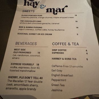 Hav & Mar - Menu dessert - Seafood Near Me - New York, New York Hav & Mar - Menu dessert - Seafood Near Me - New York, New York