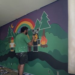 Surfside Murals - Nursery mural painting for with forest and tress simple style