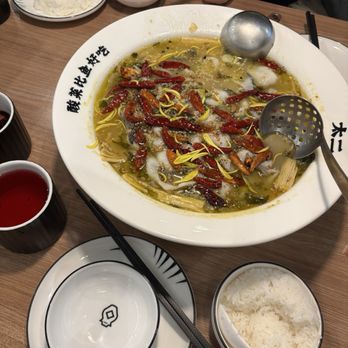 TAI ER Sichuan Cuisine - Sauerkraut Fish for two + two bowls of rice. - Seafood Near Me - Arcadia, California