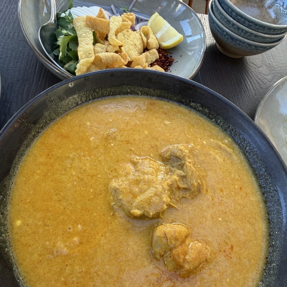 Burma Spice - Coconut Noodles Soup (Ohn Noe Kout Swel) - Burmese Near Me - Redwood City, California Burma Spice - Coconut Noodles Soup (Ohn Noe Kout Swel) - Burmese Near Me - Redwood City, California