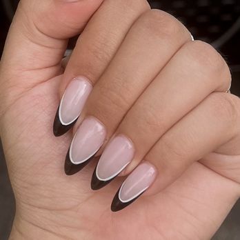 Dream Nails - black french tip on almond nails - Nail Salons Near Me - Hermosa Beach, California Dream Nails - black french tip on almond nails - Nail Salons Near Me - Hermosa Beach, California
