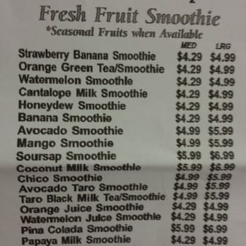 Shaka Shaka Tea Express - Left side of take out menu (Oct 2014) - Bubble Tea Near Me - Honolulu, Hawaii Shaka Shaka Tea Express - Left side of take out menu (Oct 2014) - Bubble Tea Near Me - Honolulu, Hawaii