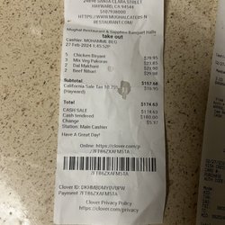 Mughal Restaurant - Our order