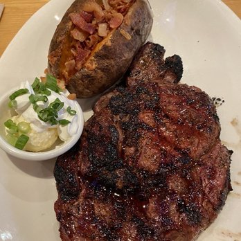 BJ's Restaurant & Brewhouse - Rib eye with stuffed baked potato - Pizza Near Me - Brea, California