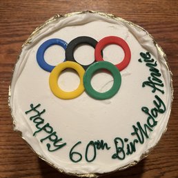 a cake with olympic rings on it