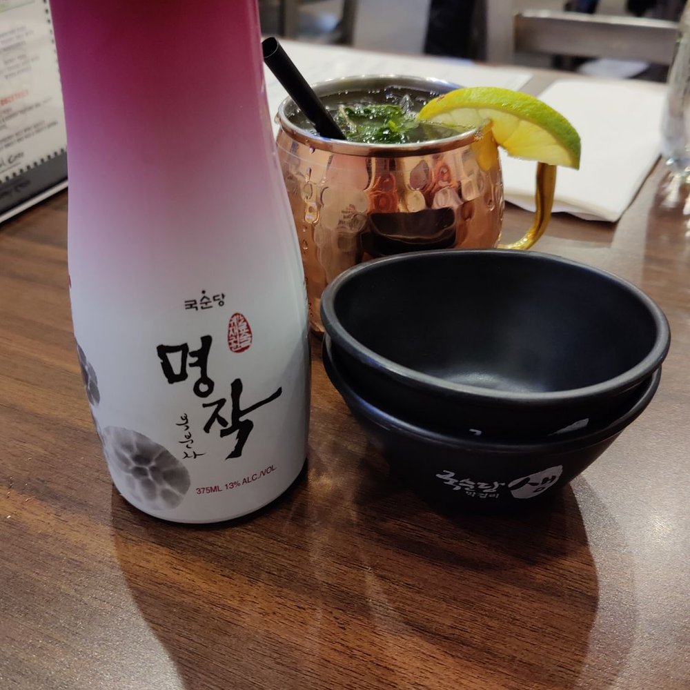 Seoul Casa - Bokbumja Black Raspberry Rice Wine & Kim Jung Mule Soju Cocktail - Korean Near Me - Anchorage, Alaska