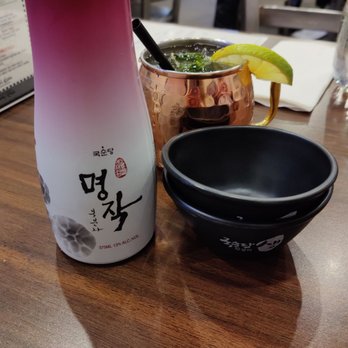 Seoul Casa - Bokbumja Black Raspberry Rice Wine & Kim Jung Mule Soju Cocktail - Korean Near Me - Anchorage, Alaska