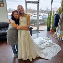 Star Tailor - Me and Suzie with my mom's wedding dress she altered for us!!!! Wish I had a before because she worked wonders!