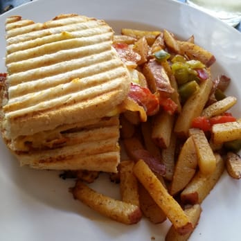 Rialto Cafe - Breakfast panini - Becky style, with breakfast potatoes - Breakfast & Brunch Near Me - Fullerton, California Rialto Cafe - Breakfast panini - Becky style, with breakfast potatoes - Breakfast & Brunch Near Me - Fullerton, California