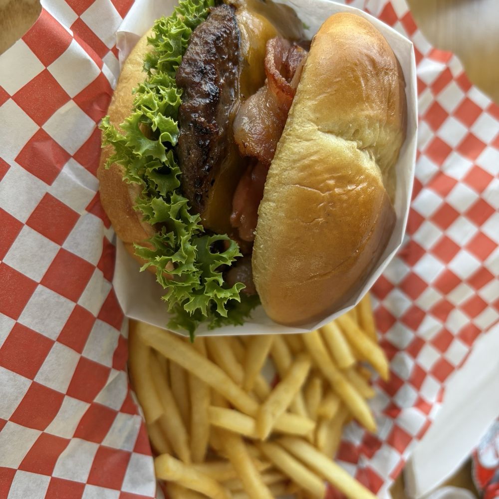 Amy's Burgers - Loaded Bacon burger with fries - Burgers Near Me - Las Vegas, Nevada Amy's Burgers - Loaded Bacon burger with fries - Burgers Near Me - Las Vegas, Nevada