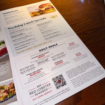 Red Lobster - the menu of a restaurant - Seafood Near Me - Mansfield, Ohio