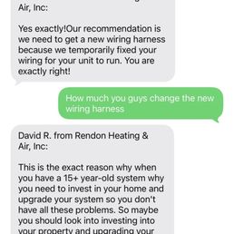 The conversation with David about the heater after they repaired only running short time! The conversation with David about the heater after they repaired only running short time!