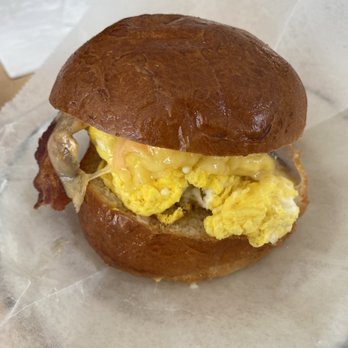 Fluffy Duck Cafe - Bacon, Egg and Cheese on a Brioche Bun - Cafes Near Me - Cleveland, Ohio Fluffy Duck Cafe - Bacon, Egg and Cheese on a Brioche Bun - Cafes Near Me - Cleveland, Ohio