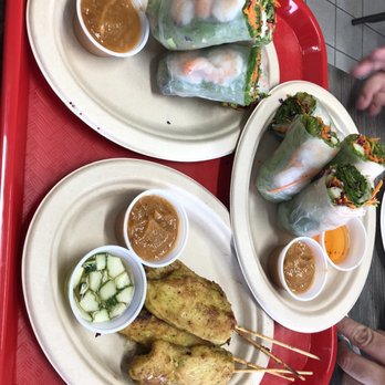 IB Thai - Fresh Spring Rolls with Shrimp and Chicken Satay Appetizers. - Thai Near Me - Imperial Beach, California