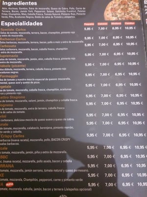 Menu photo 2 Pizzeria Carlos València, V