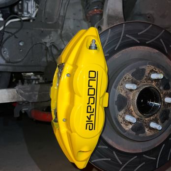 Potencia Garage - Brembo Yellow Calipers w/ Black Akebono - Wheel & Rim Repair Near Me Potencia Garage - Brembo Yellow Calipers w/ Black Akebono - Wheel & Rim Repair Near Me