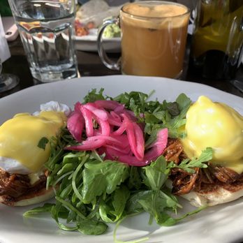 Westville Hell's Kitchen - BBQ Brisket Benedict - Salad Near Me - New York, New York Westville Hell's Kitchen - BBQ Brisket Benedict - Salad Near Me - New York, New York