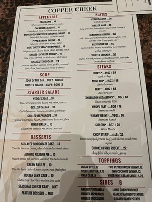Menu photo 3 Copper Creek Restaurant - Abilene Abilene, TX