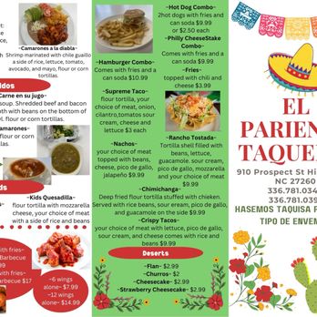 El Pariente Taqueria - Menú - Mexican Near Me - High Point, North Carolina