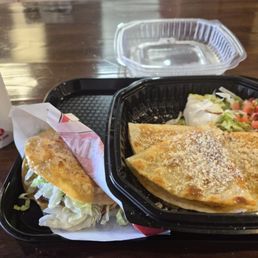 Classic ground beef taco and stuffed quesadilla. Classic ground beef taco and stuffed quesadilla.