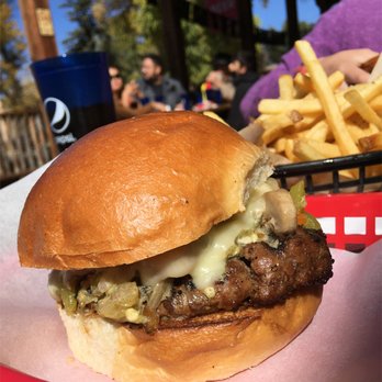 The Burger Stand - Mushroom burger with a bit of green chile. - Burgers Near Me - Taos, New Mexico The Burger Stand - Mushroom burger with a bit of green chile. - Burgers Near Me - Taos, New Mexico