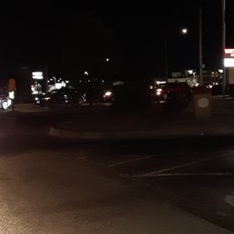 a city street at night