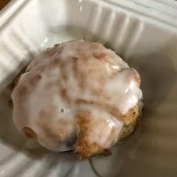 Blueberry biscuit with honeysuckle infused glaze
